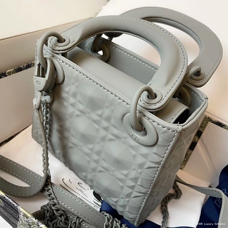 Cheap Bag Lady Cannage Frosted Mini Calfskin Ultramatte Grey Dior 0710 Luxury